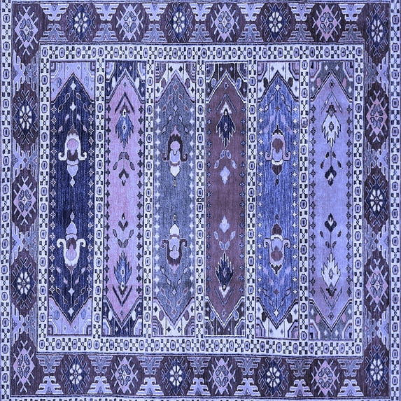 Ahgly Company Indoor Square Abstract Blue Modern Area Rugs, 5' Square