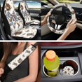 thumbnail image 4 of KUIFORTI Cow Bow Car Seat Full Set Breathable 14 Pieces Front Rear Seat Covers with Seat Belt Pads Suitable for Cars, SUV and Trucks Durable Elastic Fabrics Washable Non Slip, 4 of 7