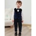 thumbnail image 2 of CARETOO Toddler Boy Suit 4Pcs Formal Outfit Long-Sleeves Shirt Pants Vest Bowtie Set Party Wedding, 2 of 16