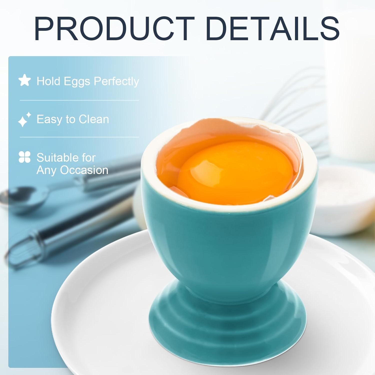 Colorful Egg Cups, Porcelain Egg Holders for Hard Boiled and Soft Boiled Egg