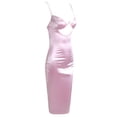 thumbnail image 4 of Vestido largo de satén para mujer Vestido largo de tirantes finos con espalda descubierta Fiest CACAGOO Vestido de tirantes de espagueti para mujer, 4 of 7