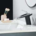 thumbnail image 4 of Black&Chrome Bathroom Sink Faucet Single Handle 1 Hole Vanity Mixer Waterfall Faucets, 4 of 18