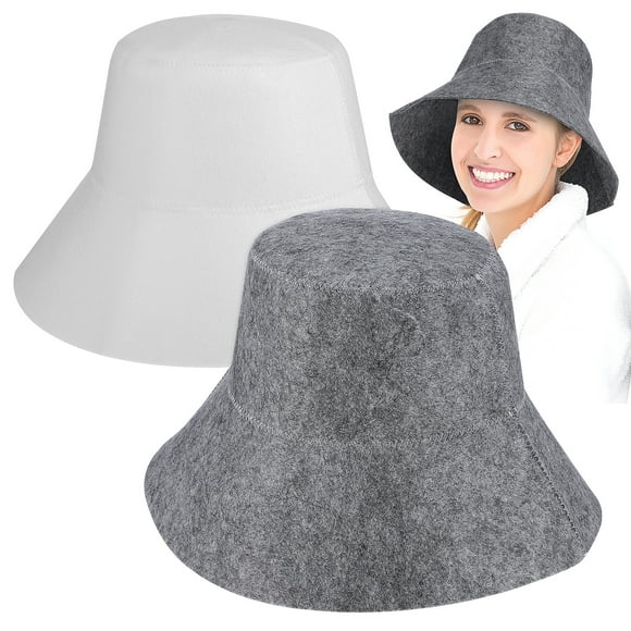 Shisuyan 2 Pcs Sauna Hats Felt Sauna Cap Bathing Felt Hat Shower Cap Hat Sauna Accessories For Bathroom Spa