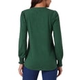 thumbnail image 3 of INSPIRE CHIC Women's V Neck Long Sleeve T Shirts Pleated Casual Tunic Blouse Tops, 3 of 5