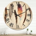 thumbnail image 2 of Designart 'Exotic Vibrant Boho Watercolor Feathers' Bohemian & Eclectic Wood Wall Clock, 2 of 5