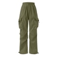 thumbnail image 3 of ZHOGXU Kids Boys Girls Cargo Pants With Multiple Pockets Elastic Waist Solid Color Wide Leg Comfortable Loose Fit Trousers For Outdoor Activities,Army Green,5-6 Years, 3 of 9