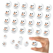 Myst Design 24-Piece Christmas ls with Snowman Faces, White Plastic Table Tennis Holiday Decorations 1.6 Inches for Party Games, Beach De