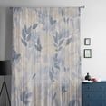 thumbnail image 5 of Blue Yellow Botanical Semi Sheer Curtains Drapes for Living Room, Bedroom, French Doors Window 63 Inches Long, Spring Summer Vintage Rod Pocket Chiffon Curtain Drapery Voile Draperies Panel, 5 of 6