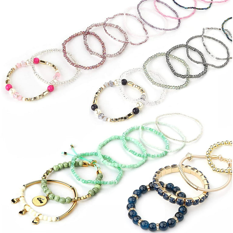 Bohemian Stackable Bead Bracelets for Women Stretch Multilayered Bracelet Set Multicolor Jewelry