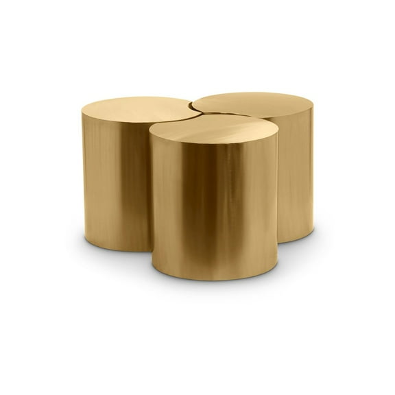 Meridian Furniture Dimple 3 Piece Gold Iron Metal Coffee Table