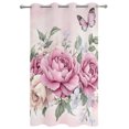 thumbnail image 2 of Outdoor Curtains for Patio Waterproof, Watercolor Pink Floral Windproof Pravicy Outside Porch Blackout Curtain, Spring Romantic Roses Butterfly Sun Blocking Grommets Curtains for Cabana 54"x95", 2 of 9