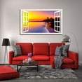 thumbnail image 3 of Window View of Beach Sunset Canvs Art Fake Open Window Wall Art Beach Sunset Framed Painting For Livingroom Office Bedroom Ready to Hang, 3 of 6