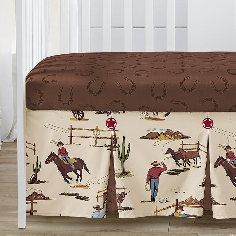 Sweet Jojo Designs Wild West Cowboy Brown Red Blue 4 Piece Crib Bedding Set