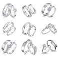 thumbnail image 4 of 2Pcs/set Men Women Couples Rings Wedding Wedding crystal rings Party Crystal Letters Cuff Ring Love Matching Jewelry, 4 of 7