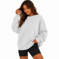 thumbnail image 7 of UDAUDU Womens Oversized Sweatshirts Crewneck Long Sleeve Fleece Pullover Tops Fall Y2k Sweater Cute Hoodies White S, 7 of 7