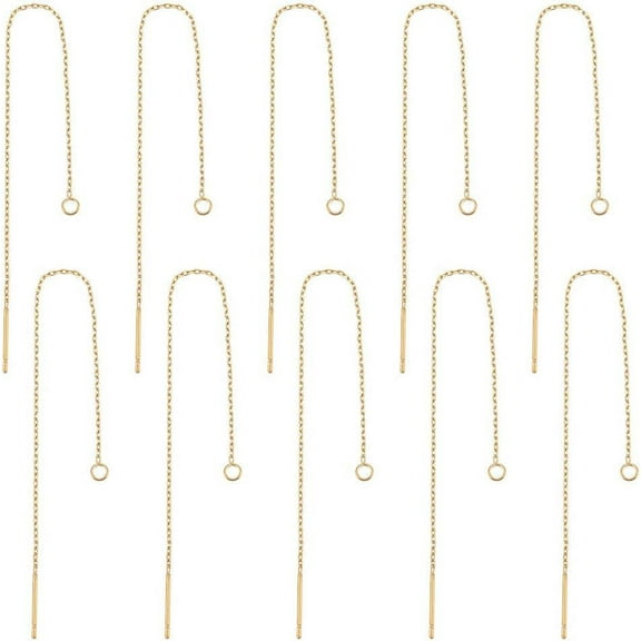 20pcs Golden Stainless Steel Ear Threads Earrings 109mm Long String Ear Threads with Loops Drop Earring Threader Jewelry Finding for Jewelry Making