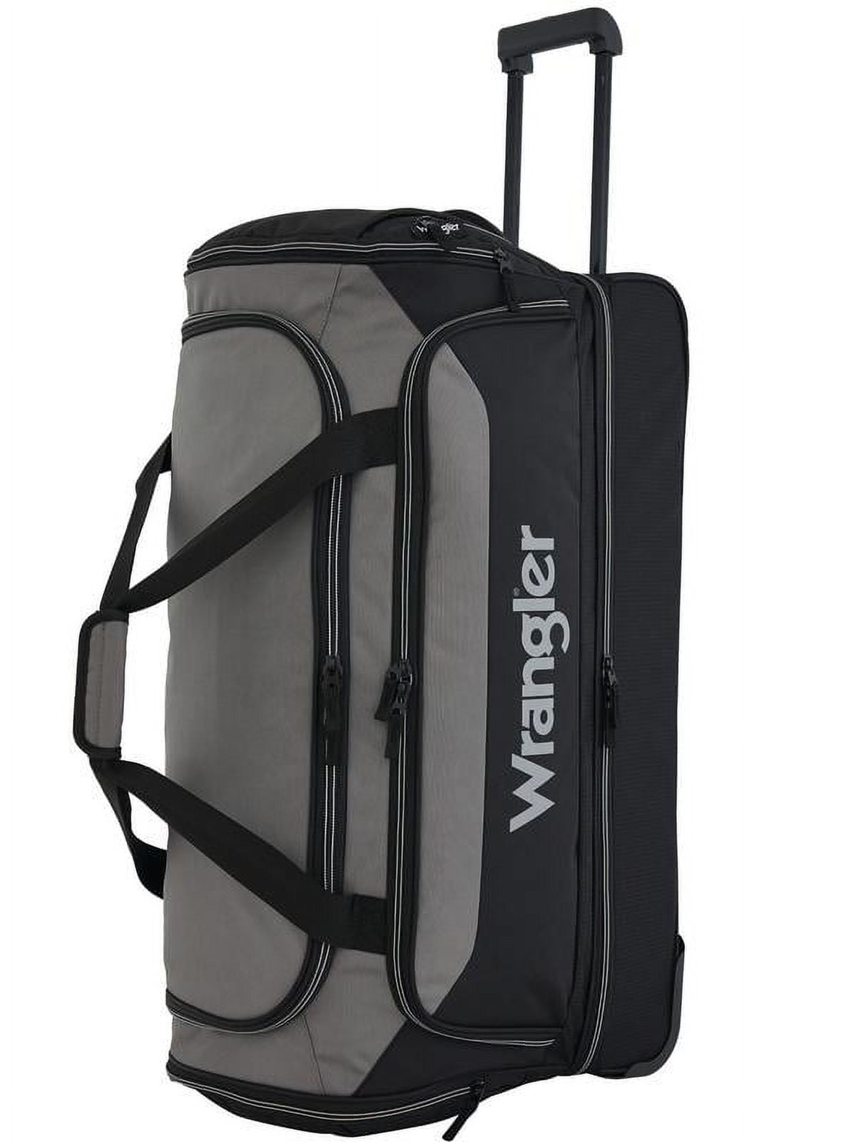 (2 pack) Wrangler 30" Polyester Drop-Bottom Rolling Travel Duffel w/ Interior Toiletry Pocket - Black