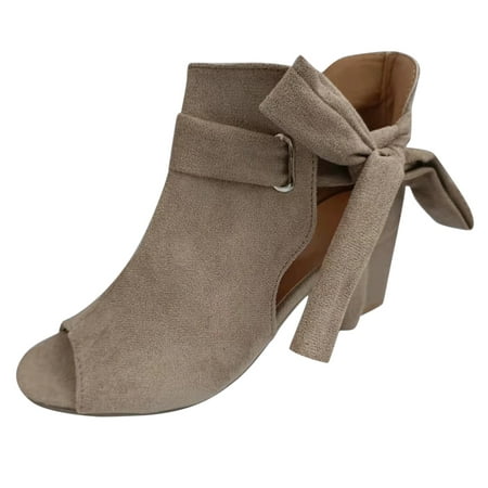 Single Color Shoes Buckle High Heel Tennis Shoes for Women High Sandals Strap Casual Womens High Heeled Booties Peep Bow Women Heels Toe Solid Women s High Knee High Heels for Women Heels