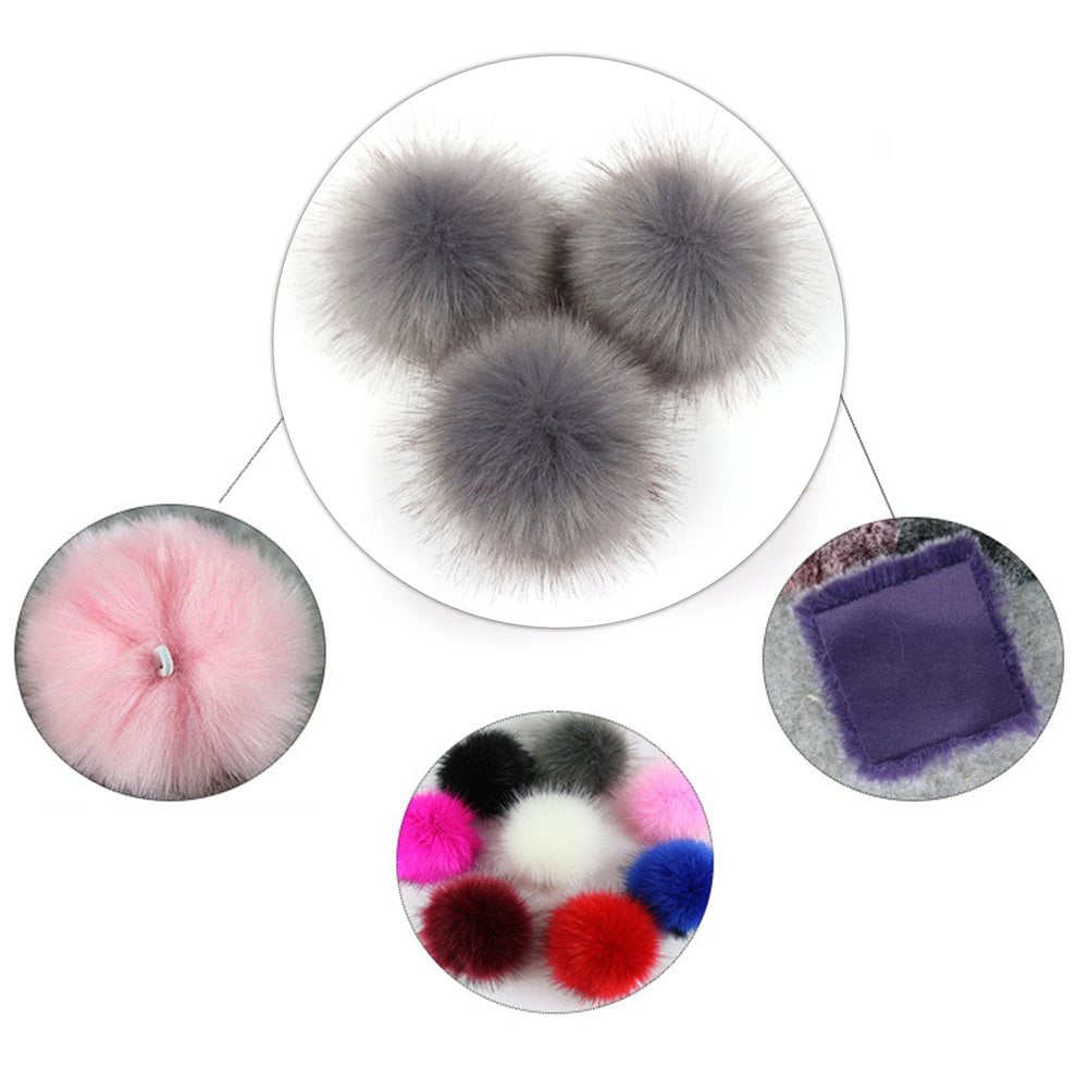 Cute Fox Fur Pompom Removable Fur Fluffy Bobble Ball with Press Button for DIY Hats Caps Bags Clothes Shoes Decor