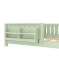 thumbnail image 4 of Full Size Platform Bed with Built-in Bookshelf, Wooden Full Floor Bed with Guardrail, Low-Profile Bed Full, Avocado Green, 4 of 10