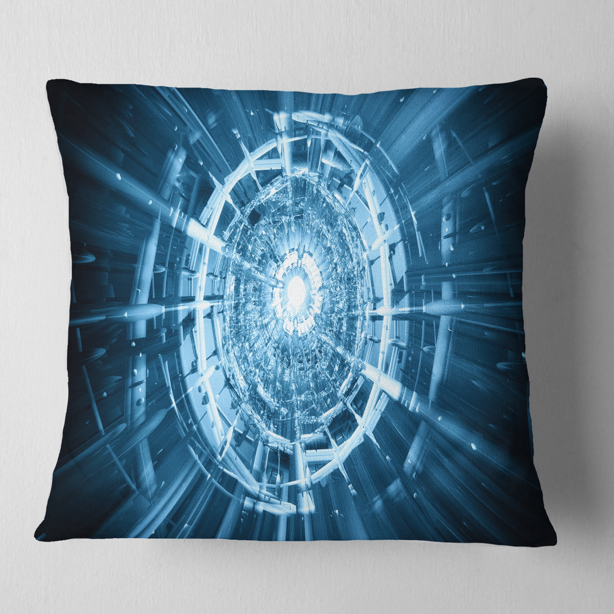 Designart Fractal 3D Deep Blue Spiral - Contemporary Throw Pillow - 18x18