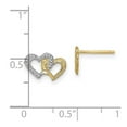 thumbnail image 2 of 14k Two-tone Gold Double Love Heart Post Earrings White and Yellow 6.9x11mm Wide Stud Earring for Women, 2 of 2