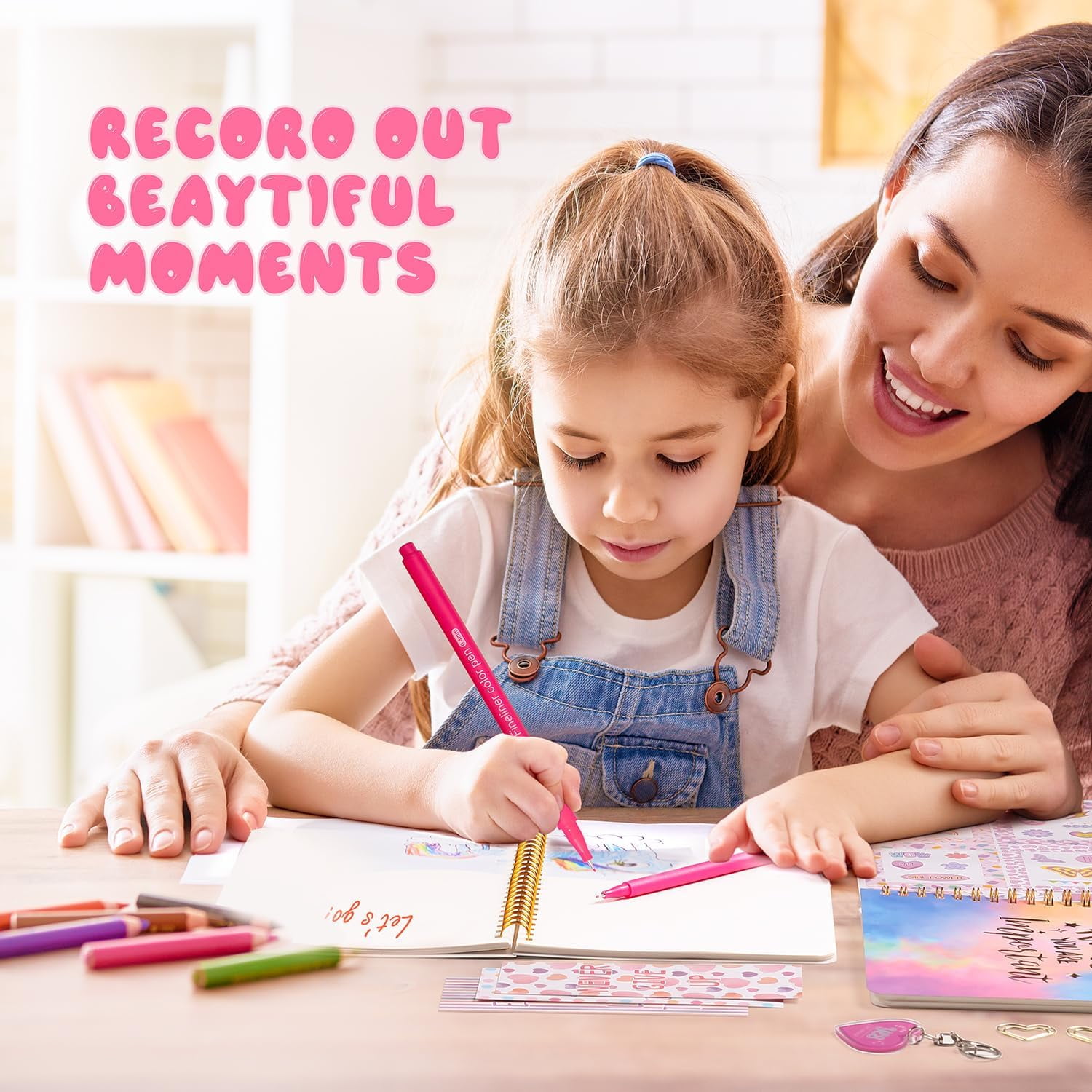 DIY Journal Kit for Girls, Journaling Notebooks Art Crafts Kit, Teen Tween Girls Gifts for 8 9 10 11 12 13 14 Year Old Girl, Scrapbook & Diary Supplies Set
