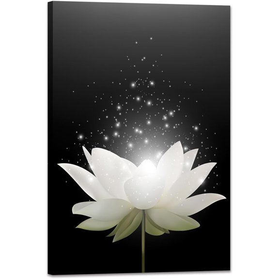 Canvas Prints Wall Art Lotus Floral Blossom Pictures for Modern Wall Decor Artwork Spirtual Meditation Prints on Canvas Wall Decor for Yoga Room Framed (12x16inch)
