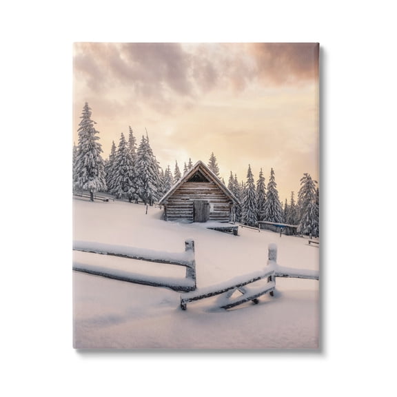 Stupell Industries Rural Winter Cabin Landscape Photography Gallery Wrapped Canvas Art Print Wall Art, 16 x 20