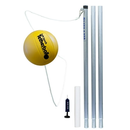 Park & Sun Sports Outdoor Yellow 3-Pole Tetherball Play Set with Accessories
