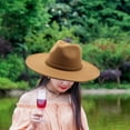 thumbnail image 6 of Jazz Hat Events Adults Dress Decor Camping Photo Props Fashion Wide Brim Hat Light Brown, 6 of 8