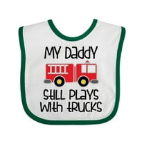 Inktastic Firefighter Daddy Plays with Trucks Boys or Girls Baby Bib