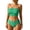 Green #011, variant on Women's 2 Piece Bikini Set Strapless Swimsuit High Waisted Smocked Bandeau Bathing Suit, L