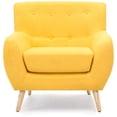 thumbnail image 2 of Best Choice Products Mid-Century Modern Linen Upholstered Button Tufted Accent Chair - Yellow, 2 of 6