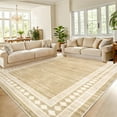 thumbnail image 4 of Garvee 6'x9' Modern Area Rug Solid Bordered Rugs, Washable Geometric Neutral Accent Carpet with Non-Slip Backing, Low Pile Stain-Resistant Rug for Living Room Dining Room Home Office, Jute Color, 4 of 8