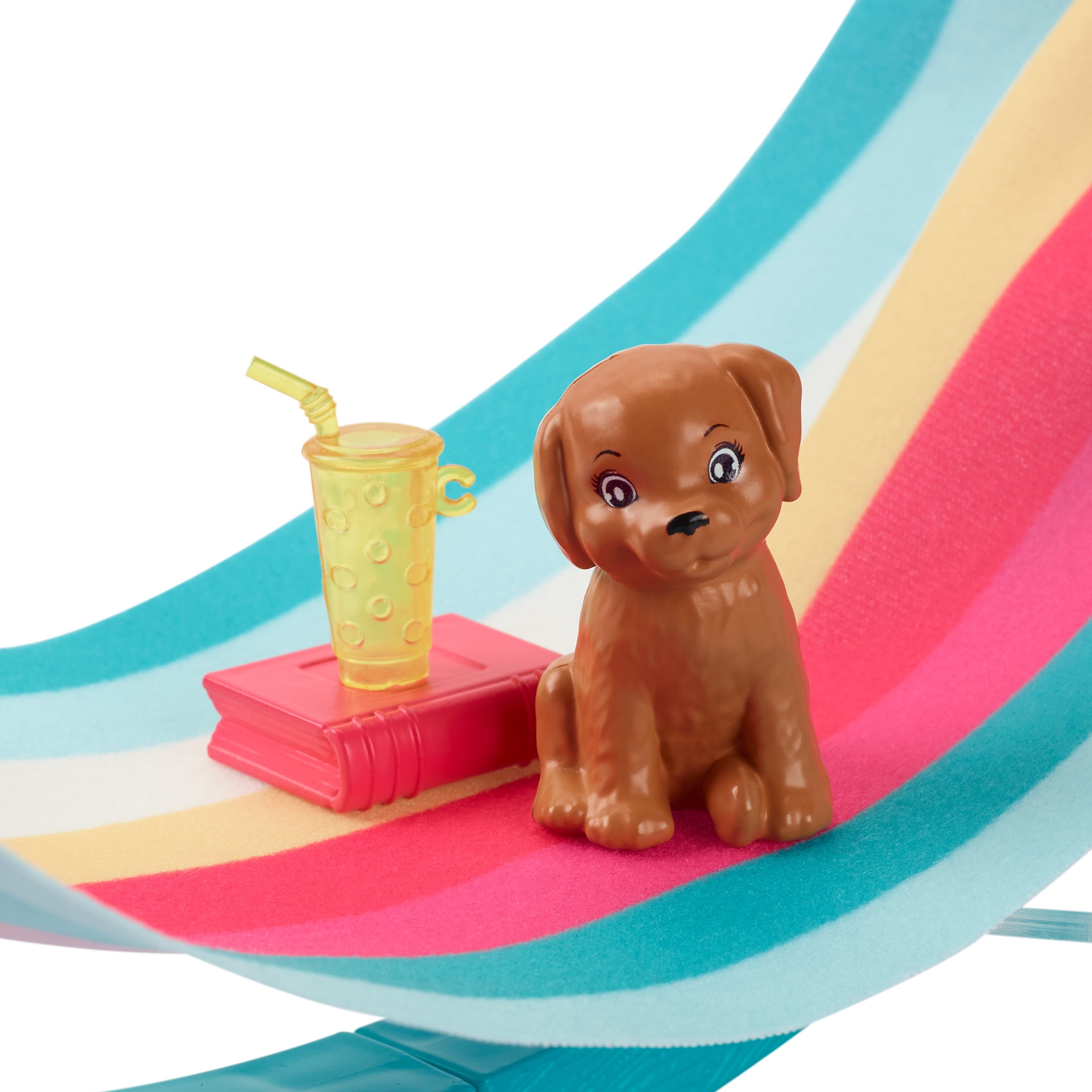 Barbie World Hammock Set with 7 Camping Accessories Including Swinging Hammock with Guitar Puppy Walmart