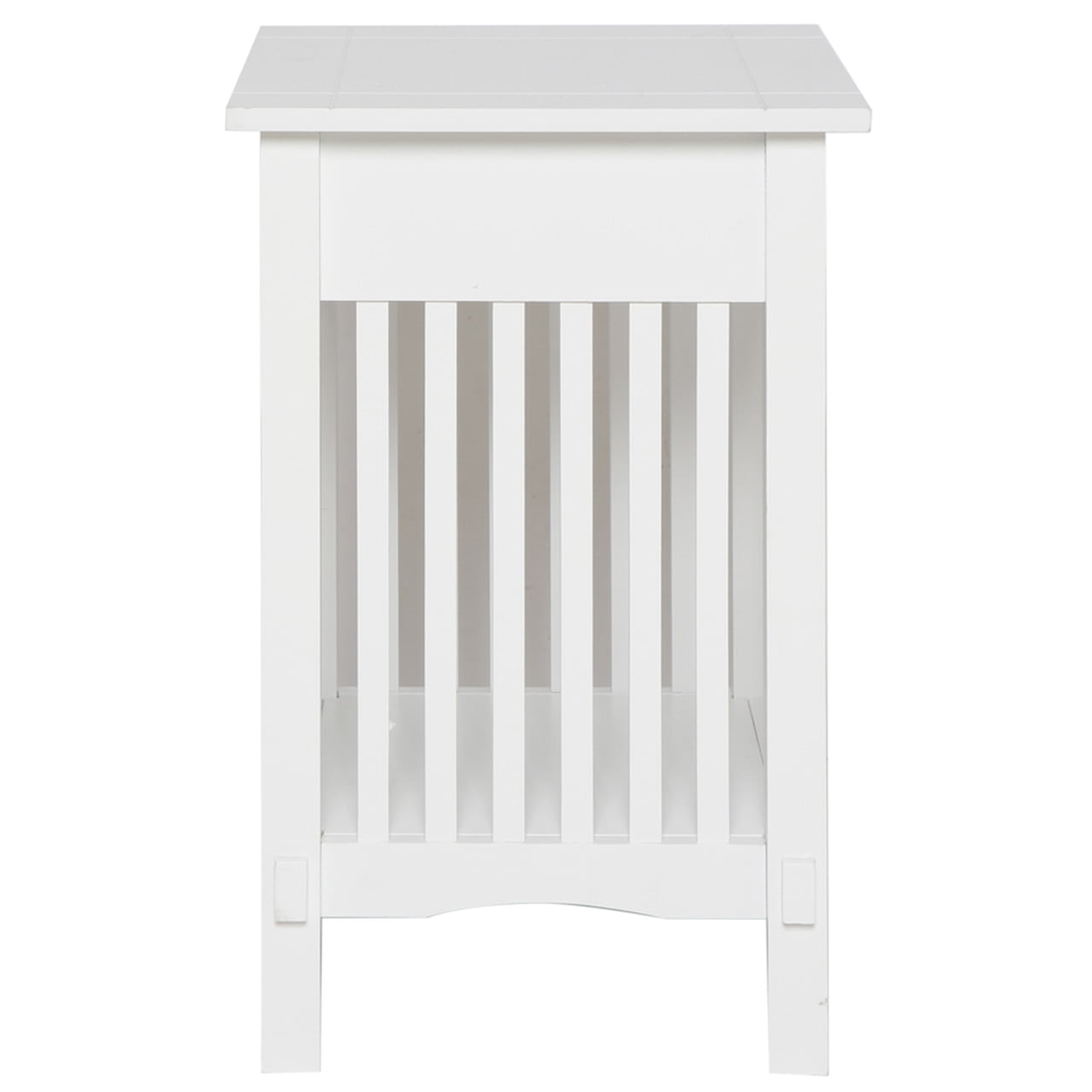 Legacy Decor Mission Style Telephone Night Stand and Drawer End Table, Antique White