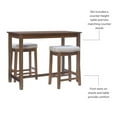 thumbnail image 4 of Linon Claridge Wood Three Piece Counter Dining Set Padded Striped Seats in Brown, 4 of 11
