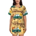 thumbnail image 1 of Fotbe Happy Thanksgiving Day Conjunto de Pijama Estampado para Mujer, 2 Piezas, Ropa de Dormir con Camiseta de Manga Corta y Shorts Suaves-X-Large, 1 of 6