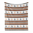 thumbnail image 1 of Anchor Soft Flannel Fleece Throw Blanket, Simplistic Summer Season Pattern with Stripes and Nautical Sailing, Cozy Plush for Indoor and Outdoor Use, 50" x 70", Orange Black White, by Ambesonne, 1 of 6
