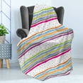thumbnail image 4 of Striped Soft Flannel Fleece Throw Blanket, Abstract Wavy Stripes Polkadots Ribbons Bows and Hearts Girly Patterned Artwork, Cozy Plush for Indoor and Outdoor Use, 60" x 80", Multicolor, by Ambesonne, 4 of 5