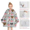 thumbnail image 6 of Cute Pitbull Terriers Dog and Flower Blanket Hoodies for Kids 6-13YR Oversize Wearable Blanket Hoodies for Boys Girls Teens, 6 of 7
