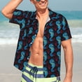 thumbnail image 5 of Lsque Blue Seahorse pattern Hawaiian Shirt for Men, Unisex Summer Beach Casual Short Sleeve Button Down Shirts-3X-Large, 5 of 9