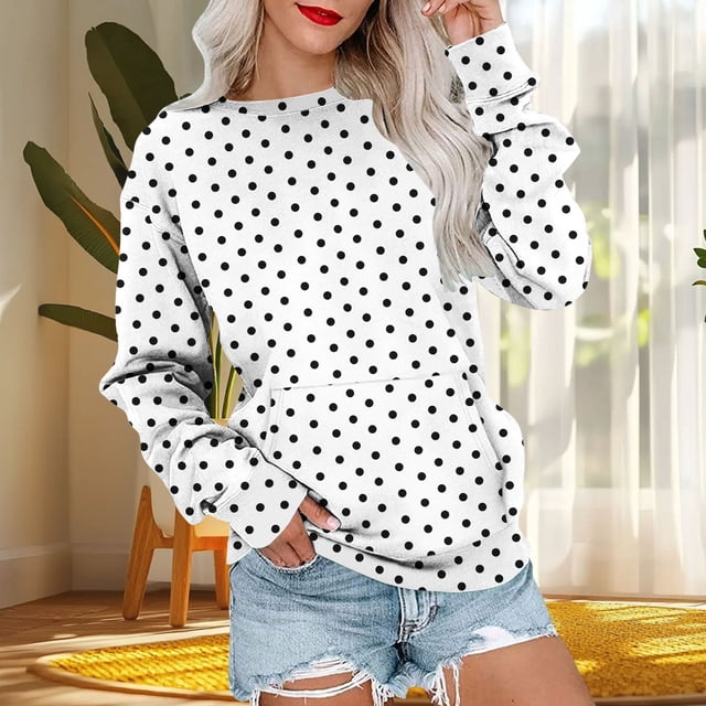 Ailaofu Womens Casual Crewneck Sweatshirt Long Sleeve Tops Cute Pullover Loose Fit