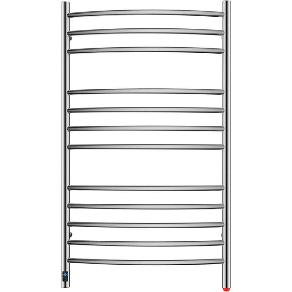 HEATGENE Towel Warmer with Timer, Electric Towel Warmer with Temperature Control, Wall-Mounted Large 12 Bars Towel Racks with Built-in Timer, Plug-in/Hardwired Electric Towel Rails - Brushed