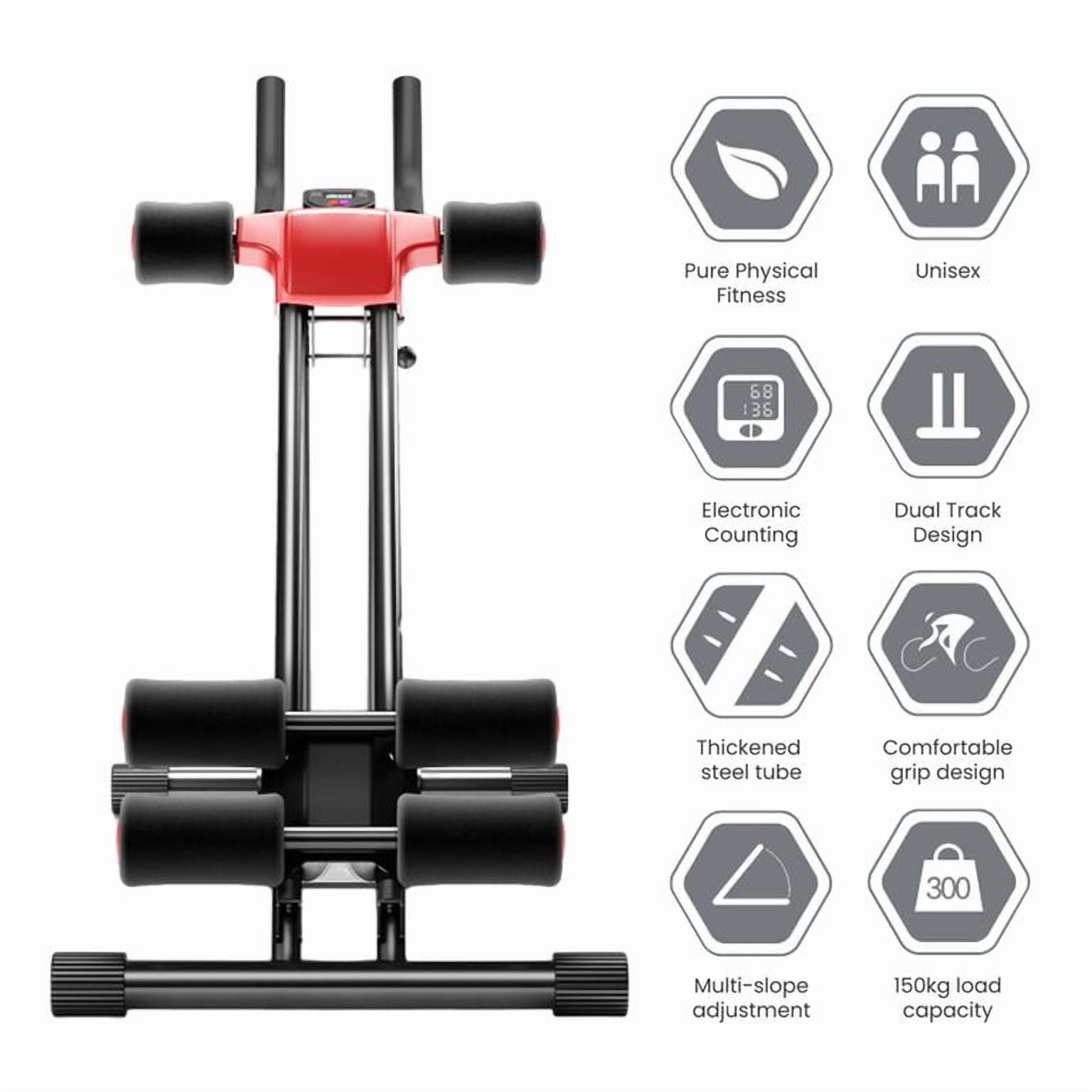 Korogimeeet 5-Level Abdominal Roller Machine, Dual-Track Frame with LCD Monitor, Full Body Workout up to 80% Muscles, 150kg Capacity, for Home Gym Use, 36-54 x 16 x 33 Inch