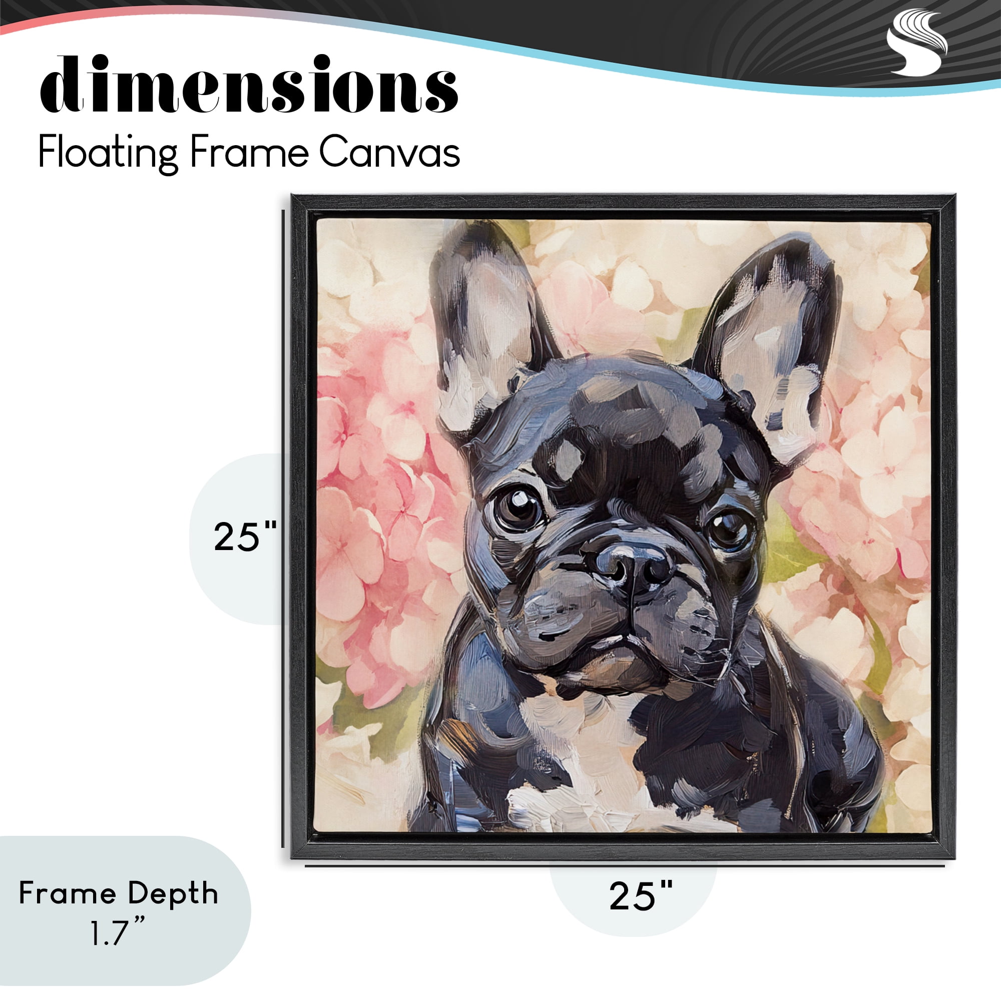 Stupell Industries Sweetest Little Bulldog Black Framed Floater Canvas Wall Art, design by Tina LeCour