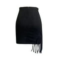 thumbnail image 5 of Women's Faux Suede Mini Skirts Mini Shorts Bodycon Summer Sexy High Waist Slim Tassel Short Skirts Shorts, 5 of 5