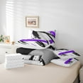 thumbnail image 4 of Black Grey Purple Bedding Full Size 7pcs Brush Strokes Oil Painting Comforter Set, Gradient Abstract Vintage Bedding Comforter Sets Ombre Graffiti Bed in a Bag, Modern Bedding Accessories, 4 of 4