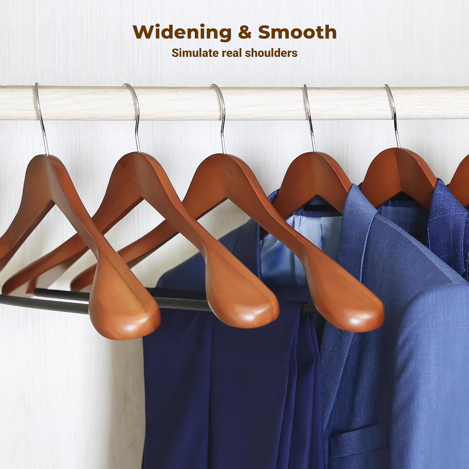 Coat Hanger 8-Pack,  Wood Hangers Trouser Hangers Extra Wide Shoulder Wooden Hangers for Heavy Coat, Sweater, Skirt, Suit, Pants, Retro Finish